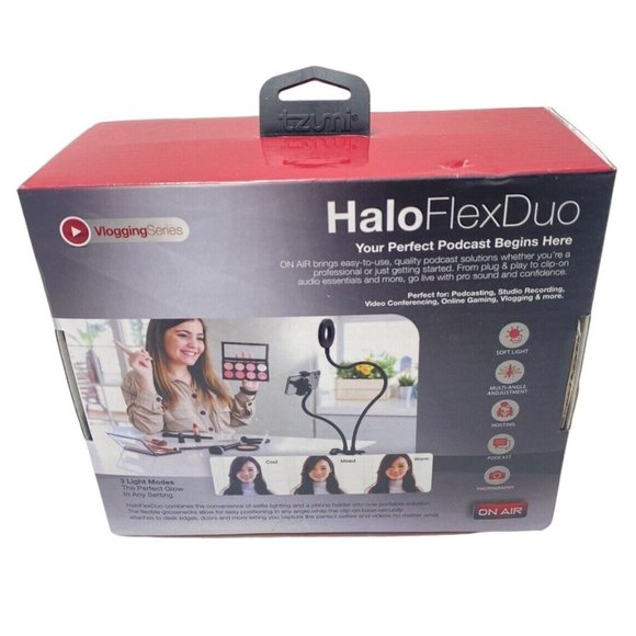 Halo Flex Duo 3.5" LED RingLight-Flex Phone Holder-Clip USB Power - New - Picture 1 of 9